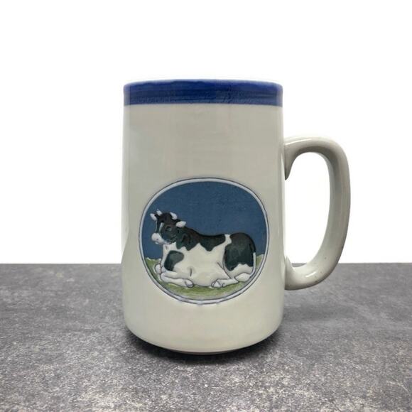 Otagiri Other - Vintage Otagiri Tall 16oz Coffee Mug Grandmug Dairy Cow Country Farm Japan